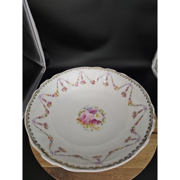Vintage Victoria Austria Serving Bowl Flowers And Gold Gilt‎ - Picture 8 of 8